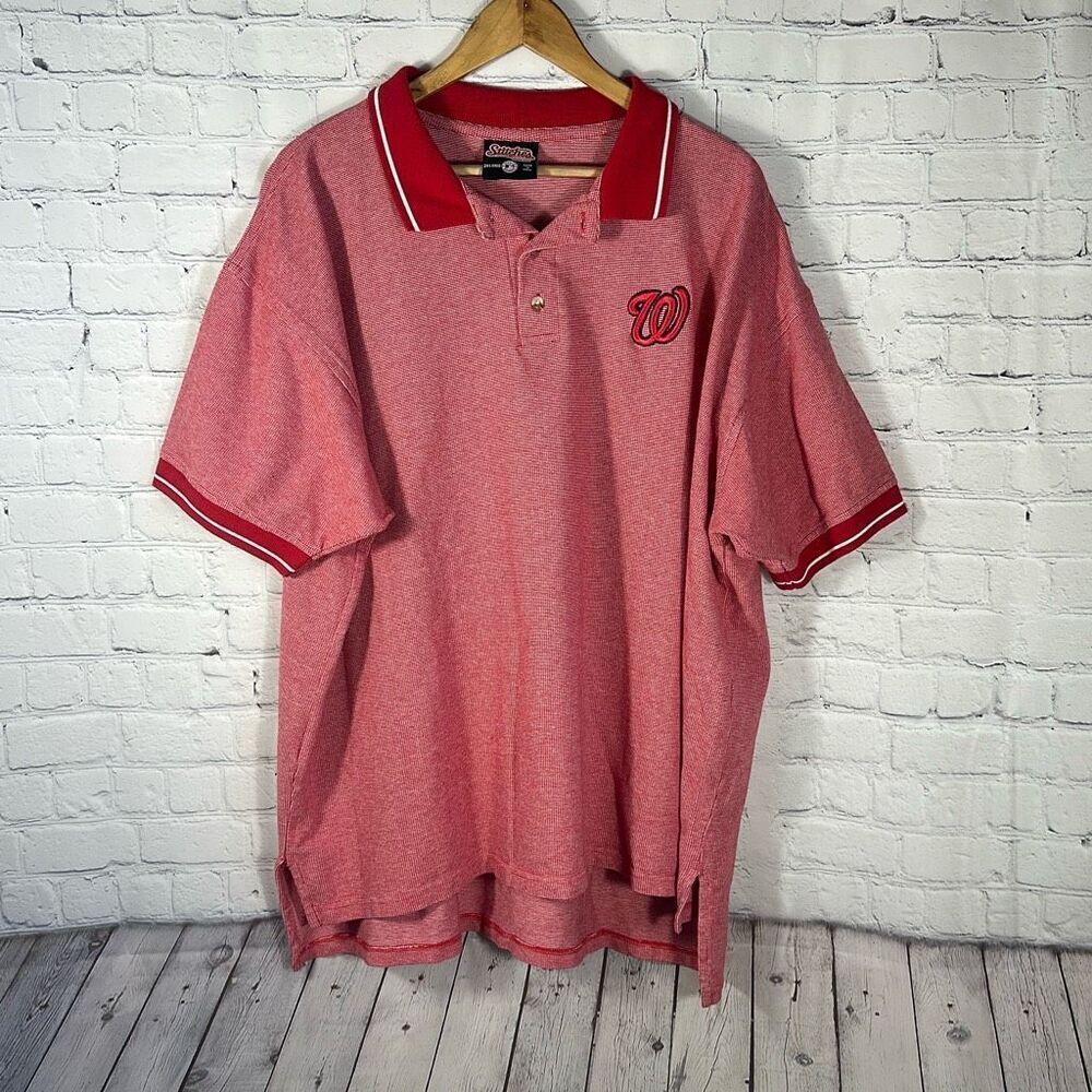 Stitches Washington Nationals Mens Red Short Sleeve Polo Shirt size 2XL